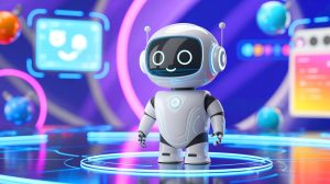 Illustration von einer kinderfreundlichen Version des KI-Chatbots Grok, entwickelt von Elon Musk.