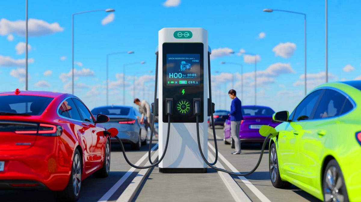 Illustration von der Preisgestaltung beim Ad-hoc-Laden von Elektroautos, erstellt mit künstlicher Intelligenz.