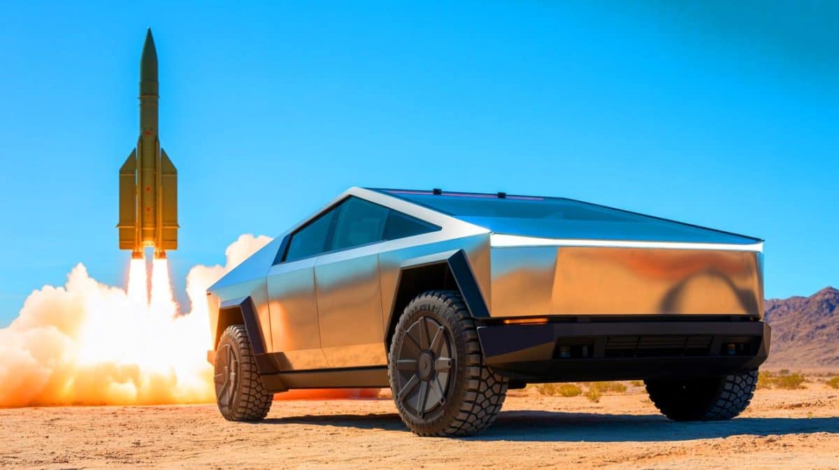 US-Militär schockiert die Welt: Cybertrucks für Sprengstofftests gekauft! „Das ist pure Verschwendung“ kritisiert ein Experte Illustration von Tesla-Cybertrucks als Zielobjekte für Raketentests der US-Luftwaffe.