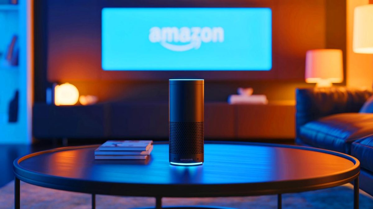 Illustration von Amazons Vorstoß zur Integration von Werbung in den KI-Assistenten Alexa Plus.