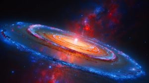 Illustration von der Entdeckung des mysteriösen Objekts Punctum in der Galaxie NGC 4945.
