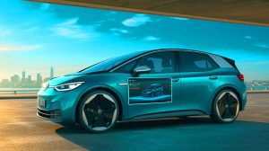 Illustration von einem Volkswagen ID.3 Pro mit aktivierter Leistungssteigerung per Software-Update.