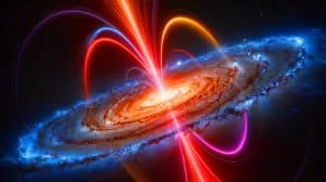 Illustration von der Entdeckung des hellsten Radioblitze in einer Spiralgalaxie.