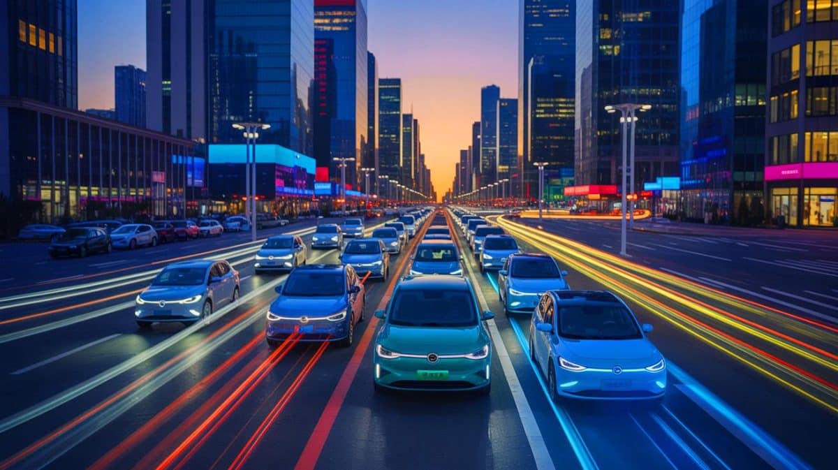 China Vor E-Auto-Kollaps: „Blutbad Warnung“ Entfesselt Schockwellen, Deutsche Hersteller Alarmiert Vor Preissturz Illustration von der dynamischen Entwicklung des chinesischen E-Automarkts und den Herausforderungen durch Preiskämpfe.