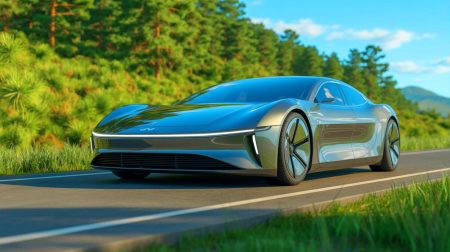 Illustration von einem Polestar 5, der Elektromobilität mit modernem Design und Nachhaltigkeit vereint.