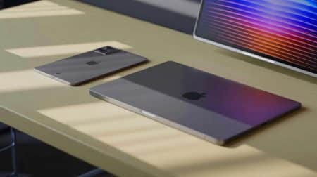 Illustration von der Einführung des neuen M5-Chips in Apple-Produkten.
