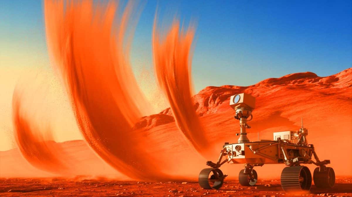 „Es ist schlimmer als gedacht“: Stürmische Marswinde bedrohen zukünftige Missionen (und könnten Ihre Raumfahrt-Träume zerstören) Illustration von der Analyse der Marswinde durch KI-Technologie.
